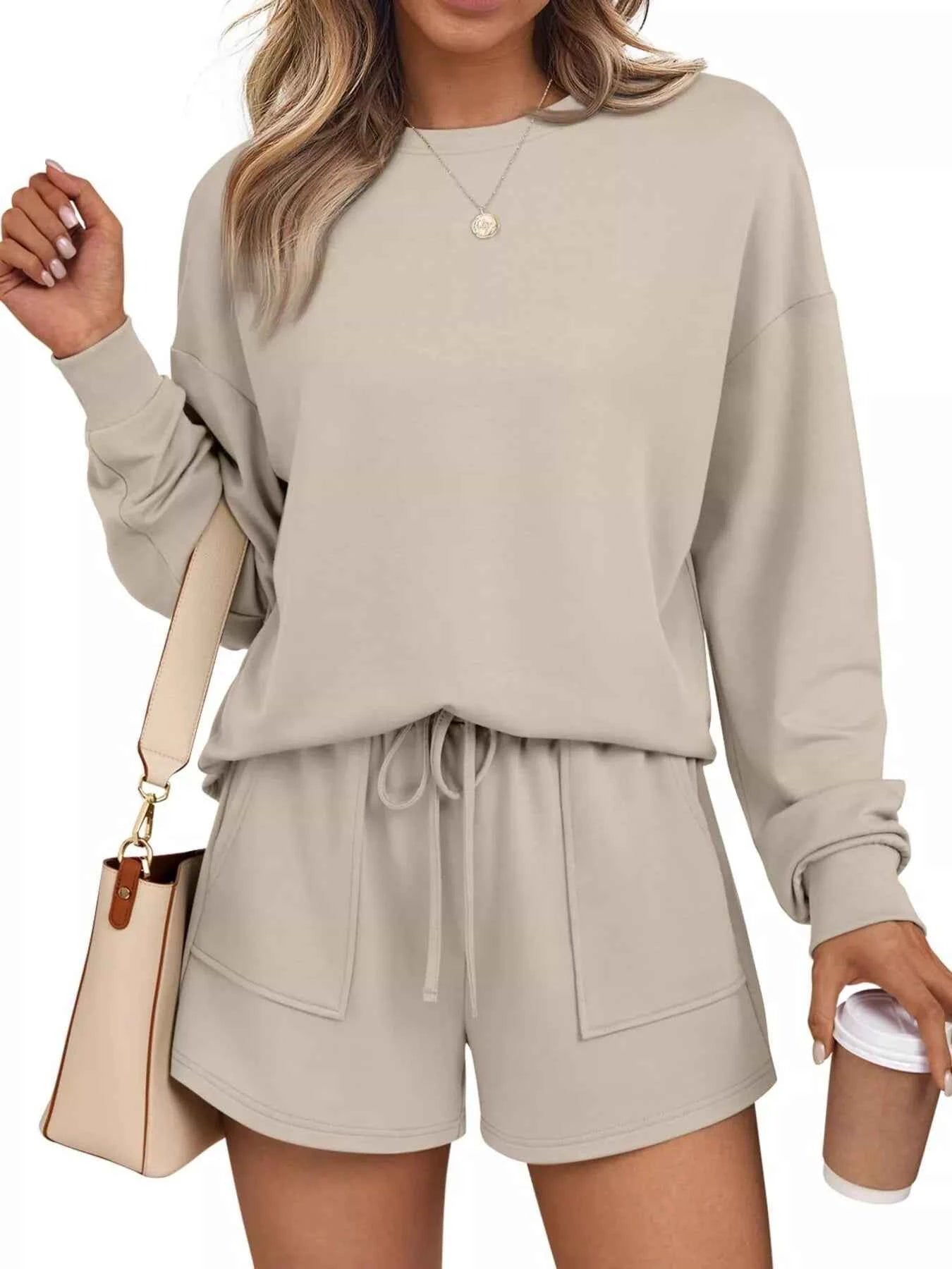 Round Neck Long Sleeve Top and Shorts Set 70d669954f374e18b7e5d2182deca8b2-Max-Origin