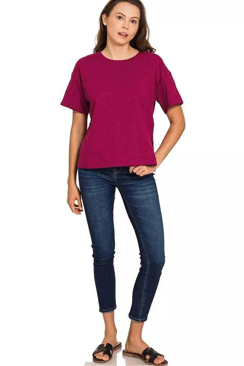 Zenana Cotton Slub Short Sleeve Tee 70d749e23fcf43d88a60408a7d48cc9e-Max-Origin
