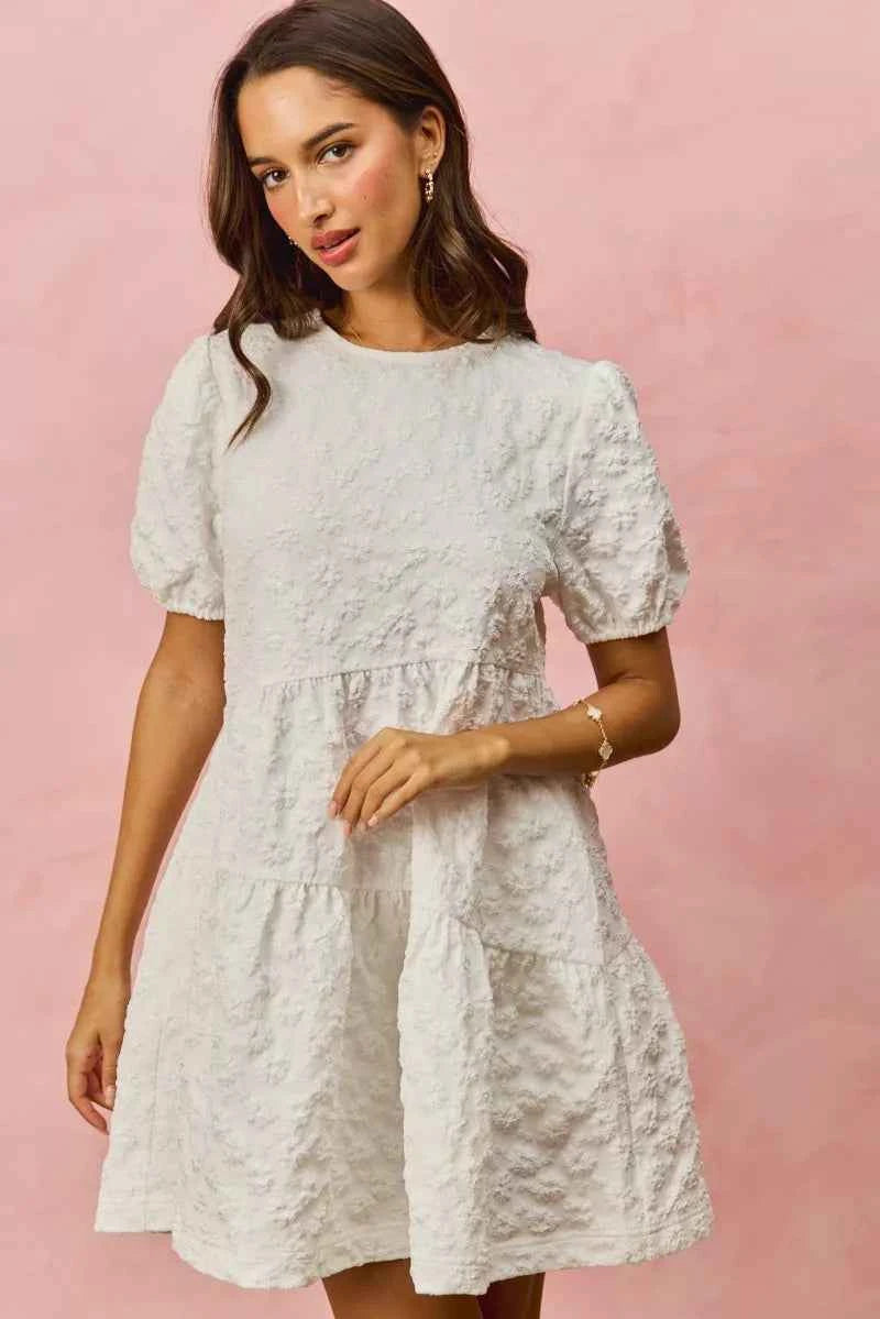 SO ME Floral Jacquard Diagnol Tiered Short Mini Dress 70d803fab9aa456da49a4778e3a52ad3-Max-Origin