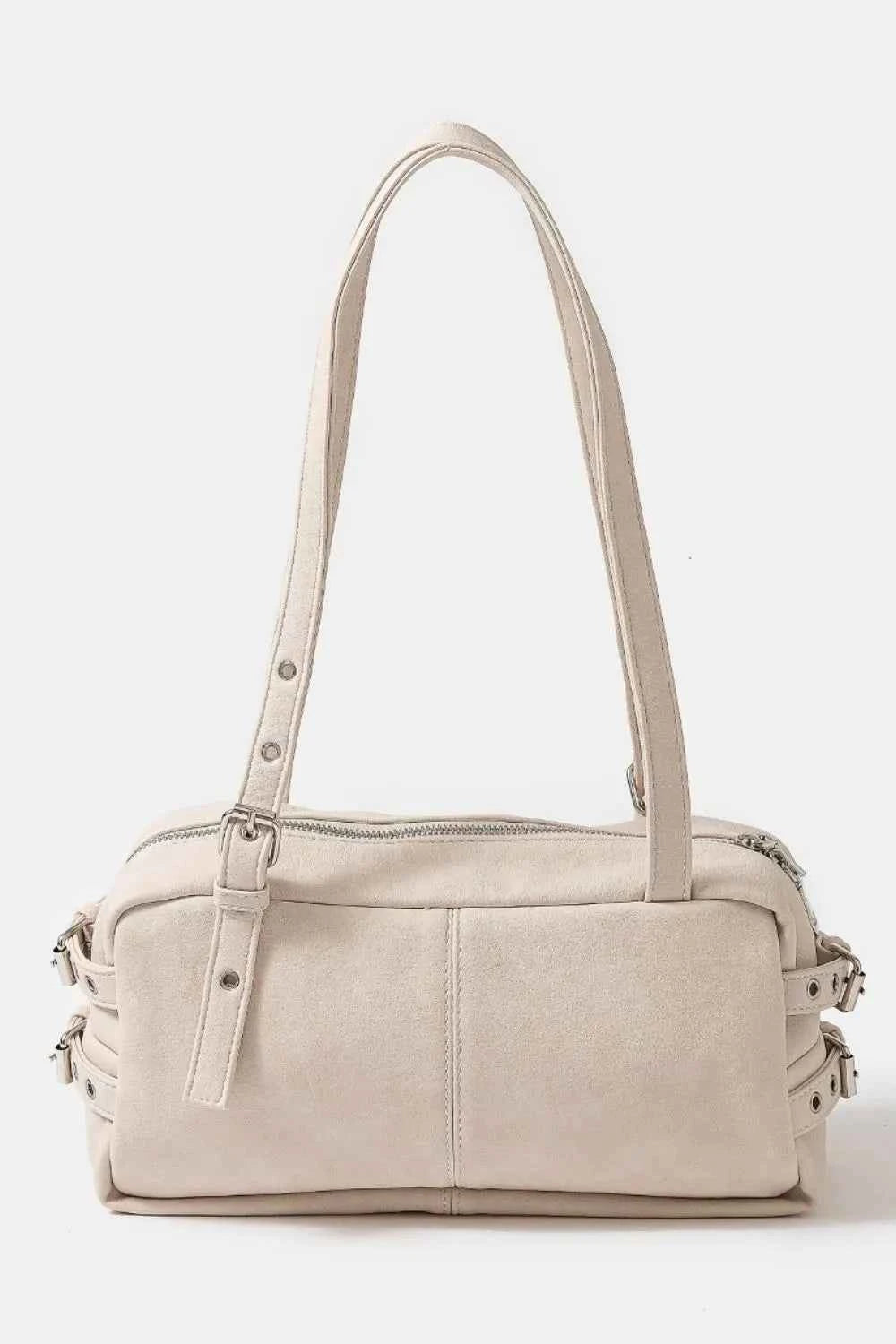Fame Multi Grommet Belt Strap Rustic Rectangular Hand Bag Eggshell One Size 70db3241-07fe-4e6e-a0c6-b4158f651c7e-Max-Origin