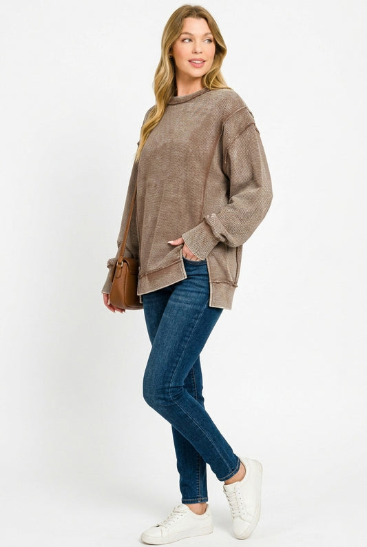 Acid Washed Double Ribbed Exposed-Seam Sweatshirt 70efea48-33de-4ae0-bd18-cc8f8d4b9bec-Max