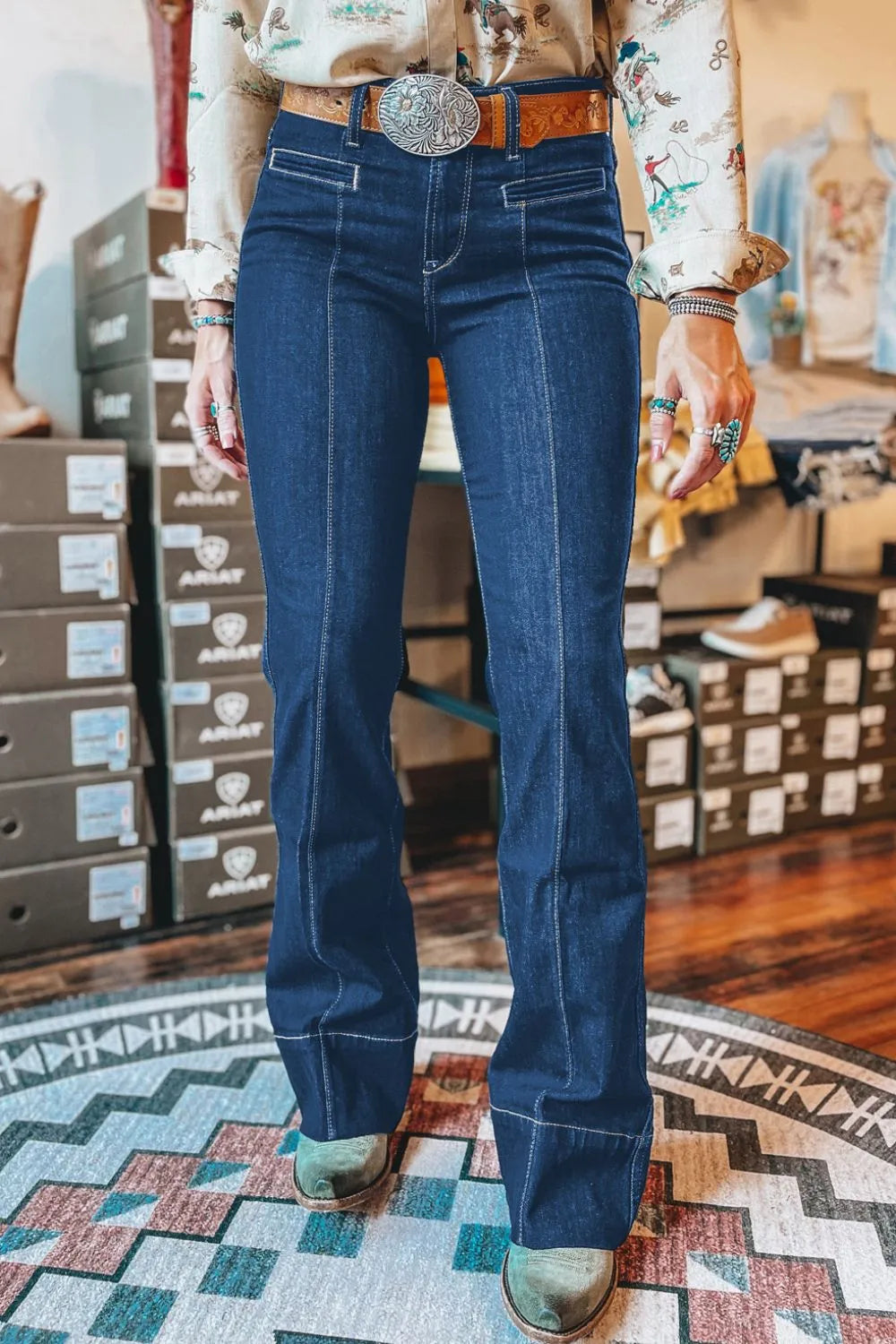Center Seam Deep Wash Straight Jeans Navy 70fe1d80-6739-4de3-8f75-efab60e818f1-Max-Origin
