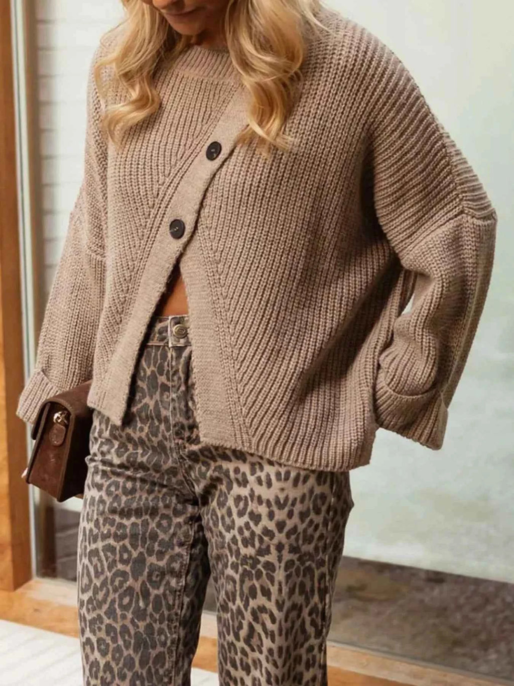 Asymmetrical Button Detail Sweater 70ffd59c-3d56-42a9-8983-46f480c31540-Max-Origin
