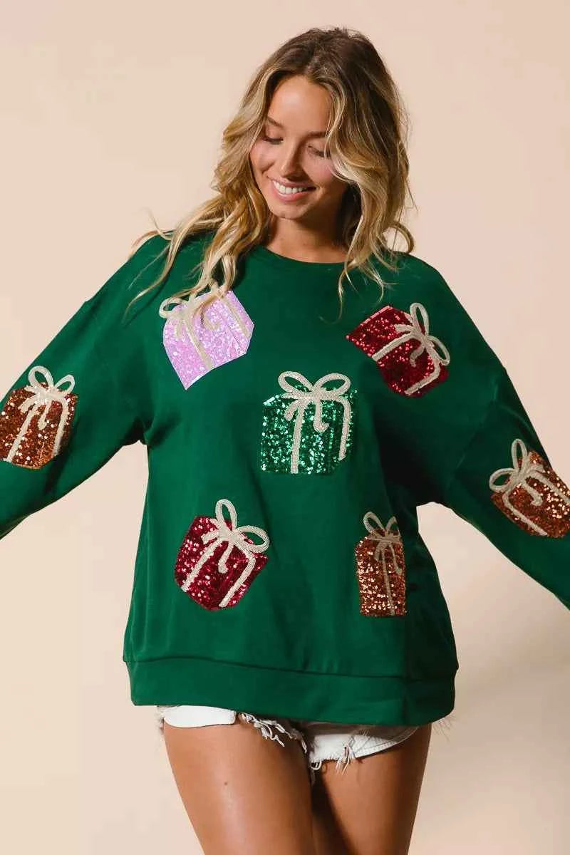 BiBi Sequin Christmas Gift Box Embroideries Pullover 7104a6dba6424ab5a86333b93c25af31-Max-Origin