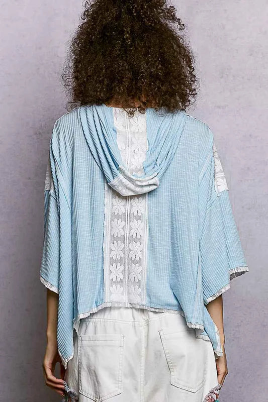 Short Sleeve Hoodie Top with Lace Detail 710a6278-8243-4ed0-a459-e08a51f44ea2-Max-Origin