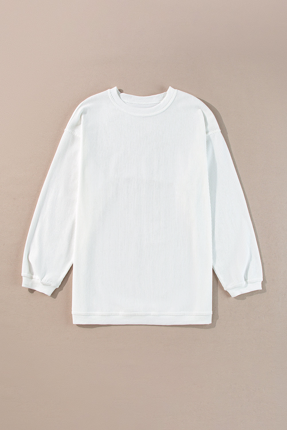 White Drop Shoulder Rib Knit Oversized Sweatshirt 712bfe7225b8a817