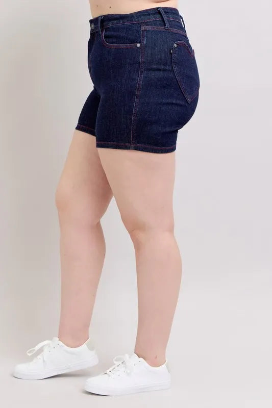 Judy Blue Full Size High Waist Heart Shaped Pkts & Red Contrast Thread Denim Shorts Plus Size 713a6fdc-c69a-4e5f-aa34-9c8bb3e0eaf1-Max-Origin