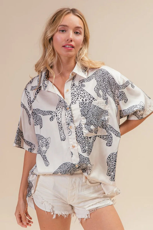Leopard Print Short Sleeve Silky Satin Shirt Top 714a37cb3bc848958d1972fcc465683a-Max-Origin