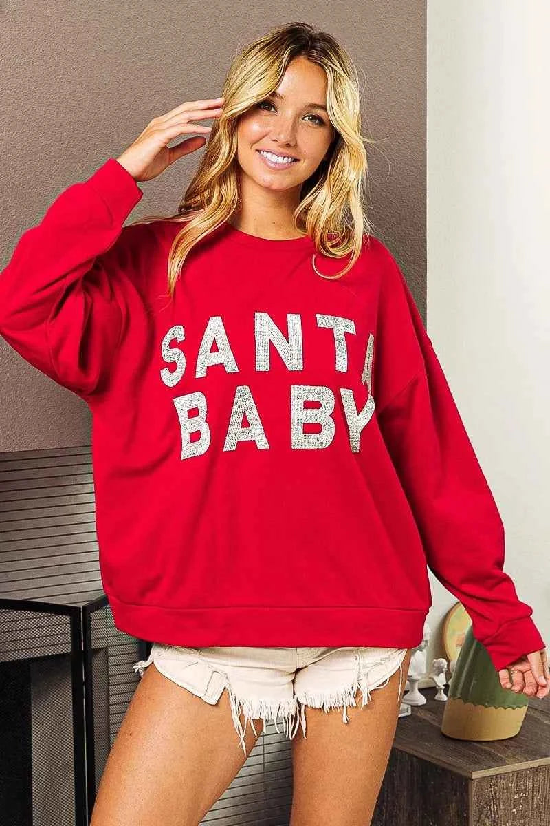 BiBi Santa Baby Lettering Christmas Sweatshirt 714e776e53d74e03a38813d44d2c60c1-Max-Origin