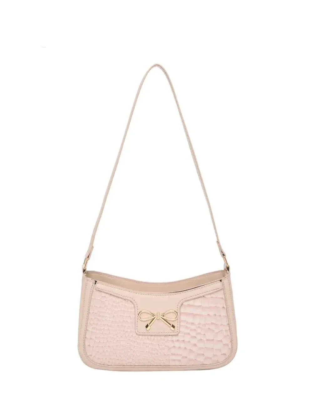 Crocodile Pattern Shoulder Bag with Bow Detail 71633ca2-2498-42c5-8305-ad44416847c8-Max