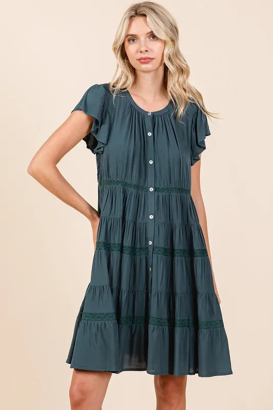 Mittoshop Lace Detail Ruffled Button Down Tiered Dress Deep Teal 716838f4-12af-4384-9643-370538e51d90-Max
