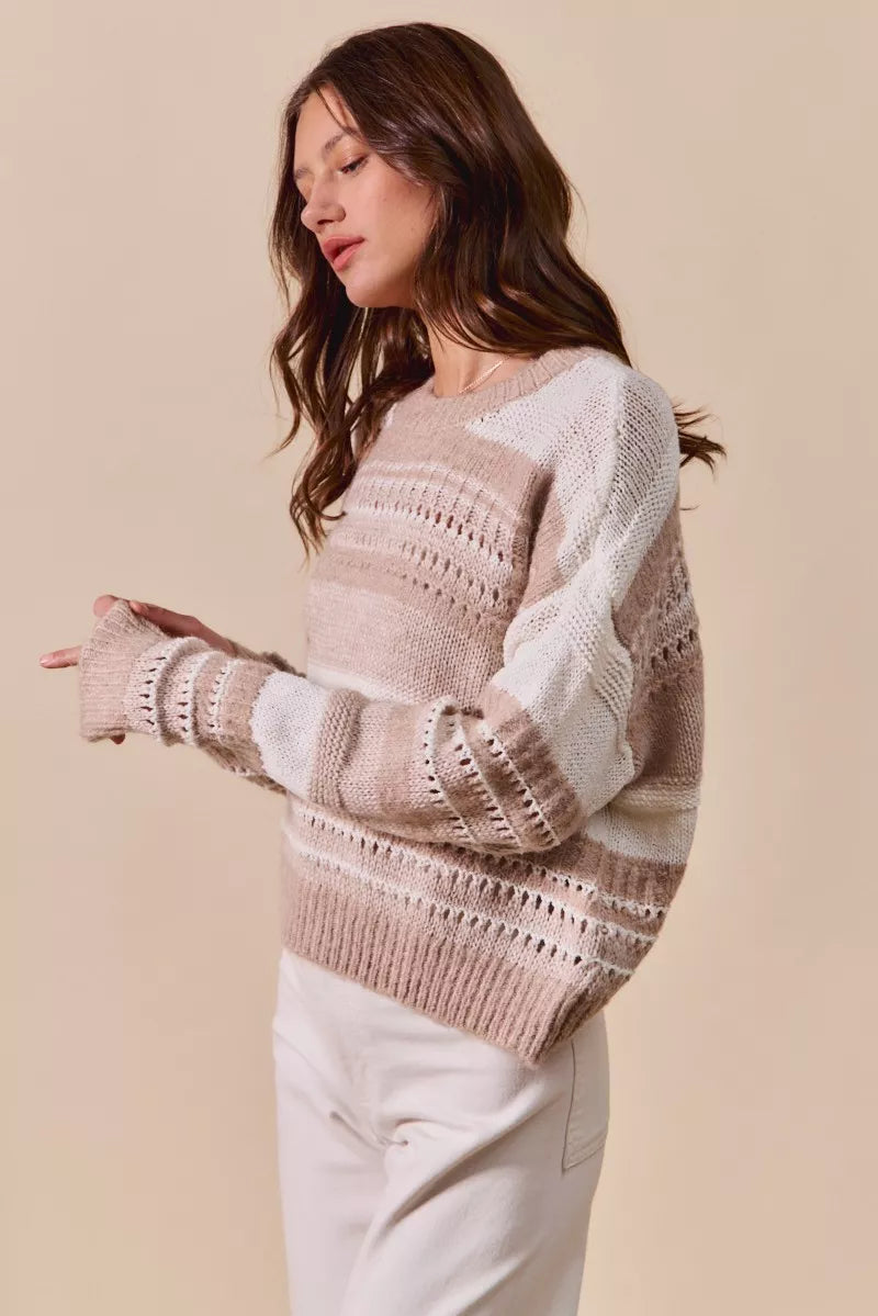 SO ME Variegated Stripe Textured Loose Fit Sweater 716f142779bc4d66bb9b74b0b844b95f-Max-Origin
