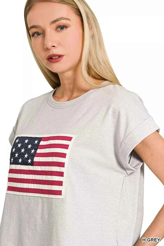 Round Neck Short Sleeve American Flag T-Shirt 717907fa6203404d90c0409ebab1c1ff-Max-Origin