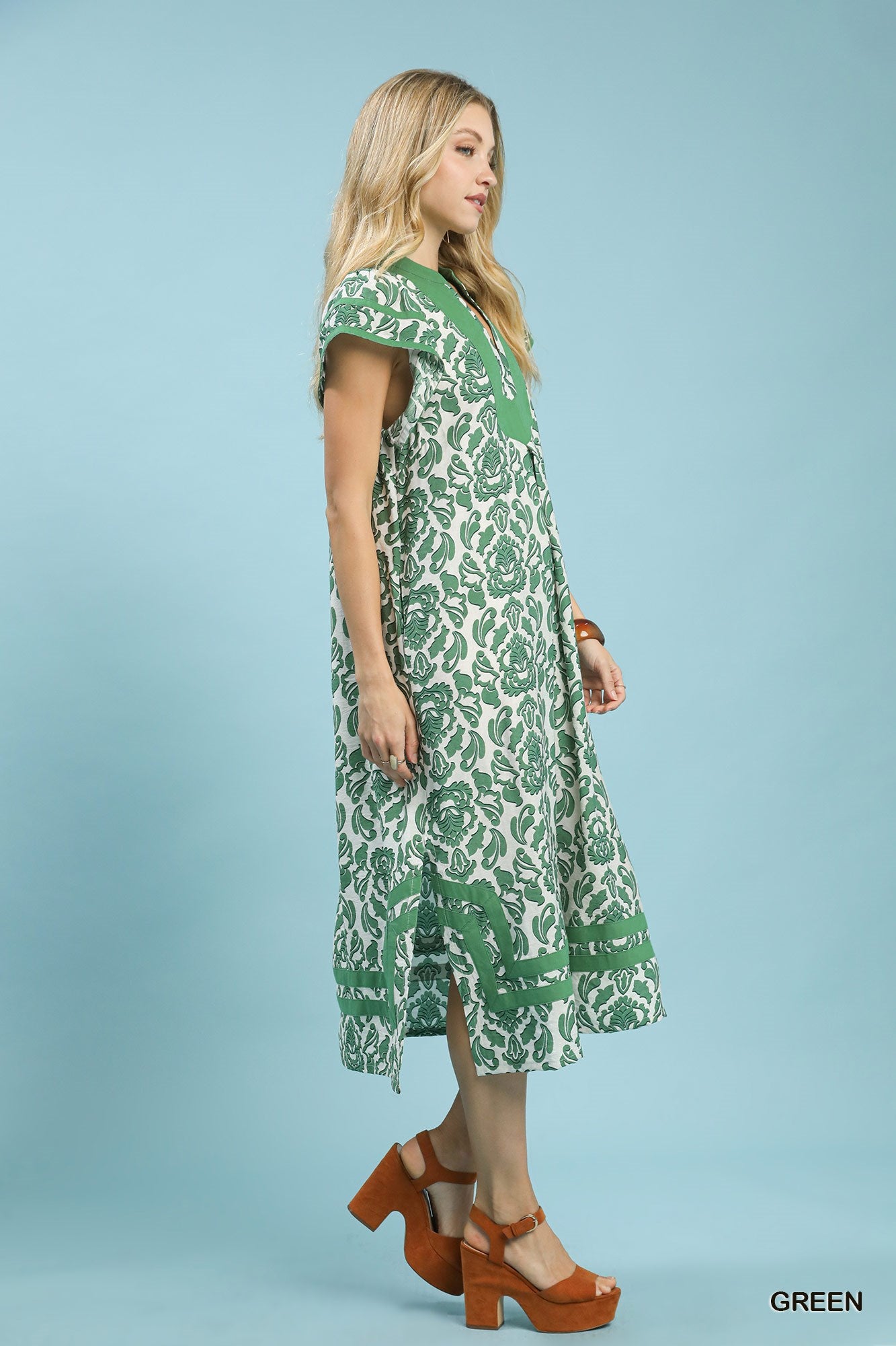 Umgee Abstract Two Tone Print Midi Dress 717bf298-4cd9-410f-ab7c-5157f7043c9d-Max