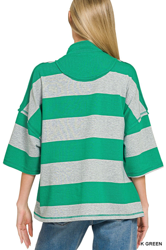 Frenchterry Striped Half Zip Top & Shorts Set 717da2af679a4c3aaa6ee7a460619bcc-Max