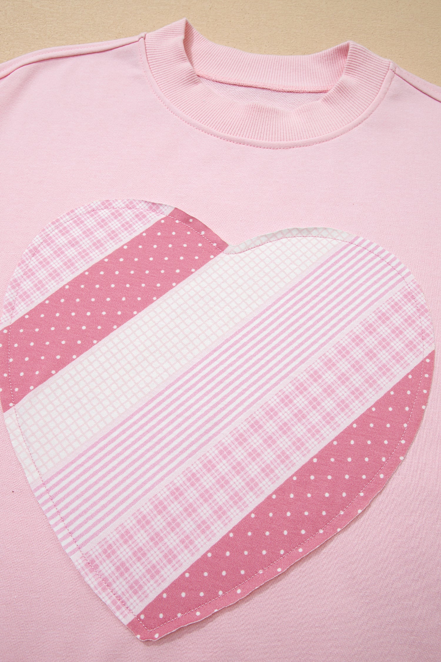 Light Pink Sweetheart Patchwork Oversize Sweatshirt 718195afff0ee665