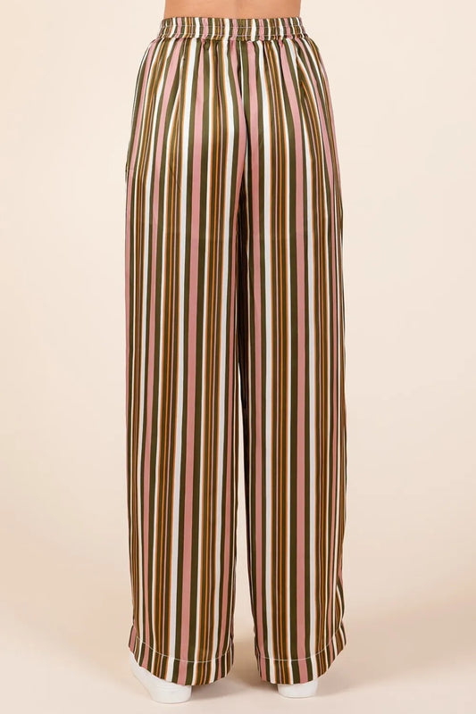 Striped Satin Elastic Waist Wide Leg Pants 7186f8c6-f2fc-48d8-8e81-af72f869f19b-Max