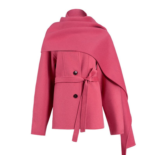 Wool Belted Coat with Scarf