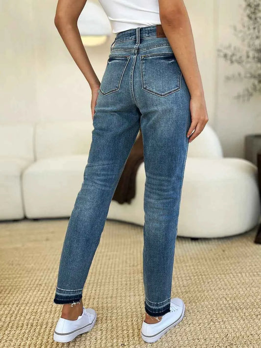 Full Size Mid Rise Rigid Magic Release Hem Jeans 718bac21-4591-4a11-8654-2d15ef35098b-Max