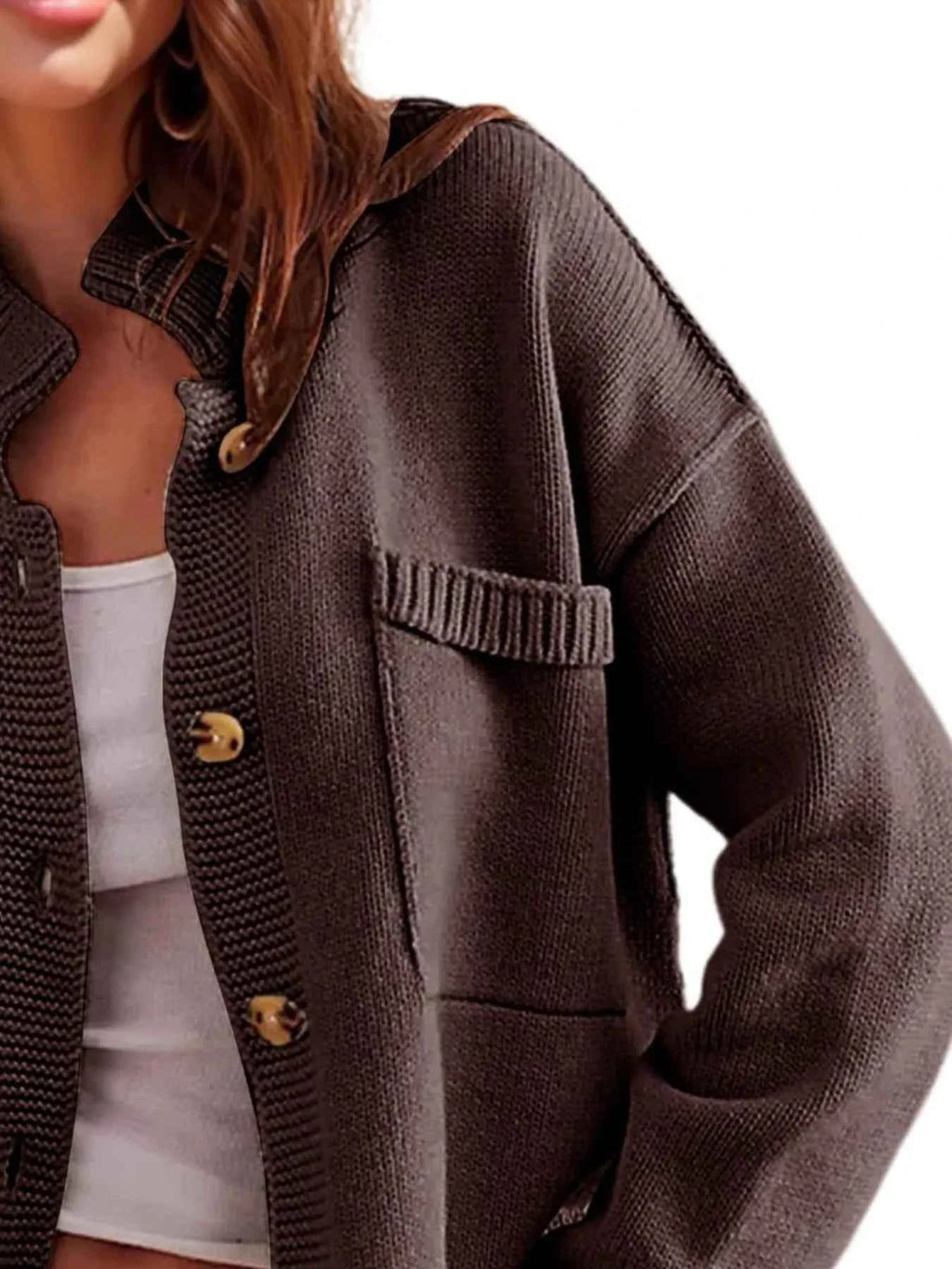 Ribbed Hem Button Up Cardigan 718c25b6-acde-426b-9b90-32426efe09c1-Max-Origin