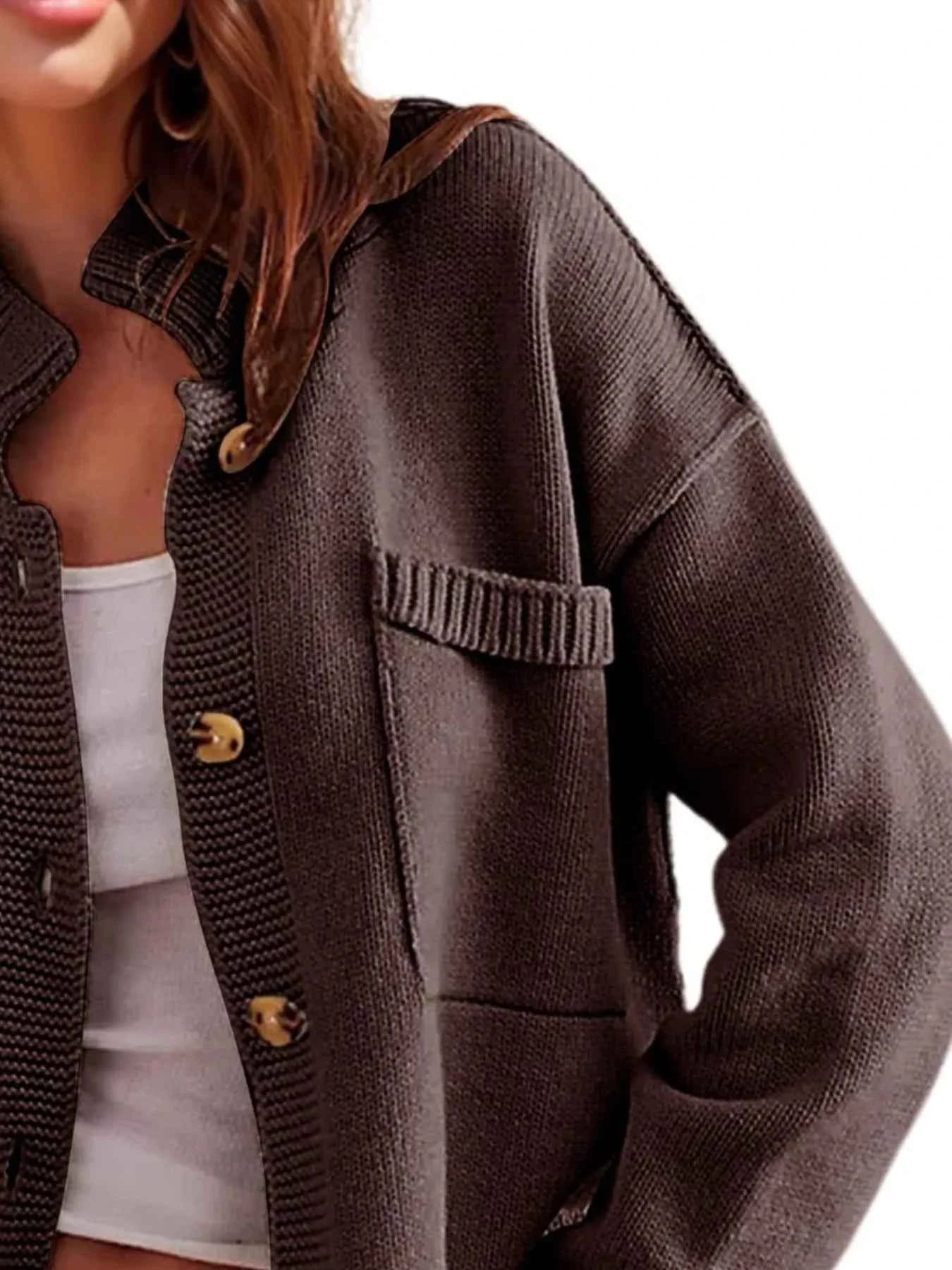 Ribbed Hem Button Up Cardigan 718c25b6-acde-426b-9b90-32426efe09c1-Max-Origin