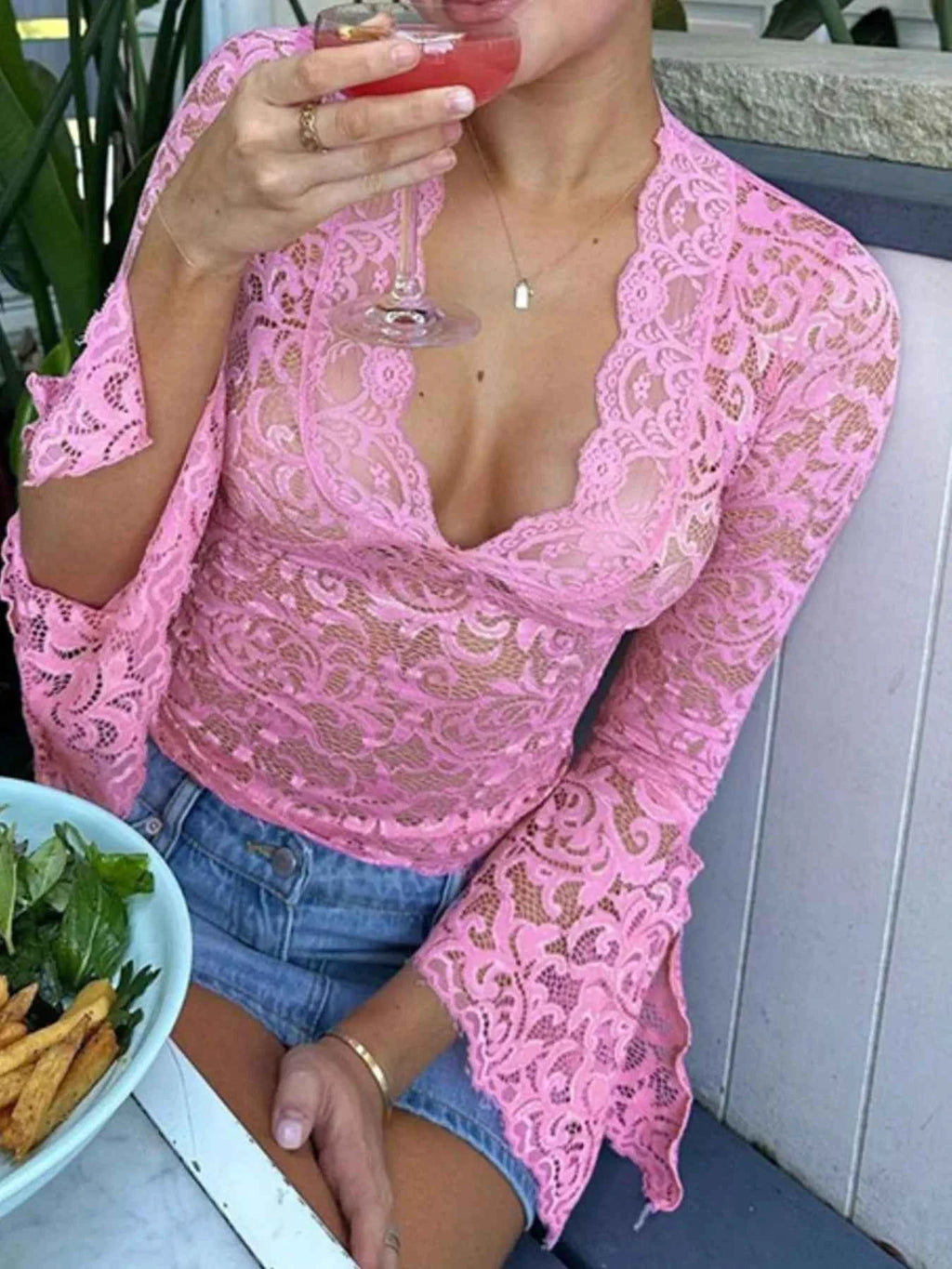 Lace Long Sleeve Deep V-Neck Blouse 7193c053-70d3-426e-9a30-cd0c4d669e5f-Max-Origin