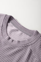 Wild Wind Solid Corded Short Sleeve T Shirt and Wide Leg Pants Set 719ed0eacc80ce43