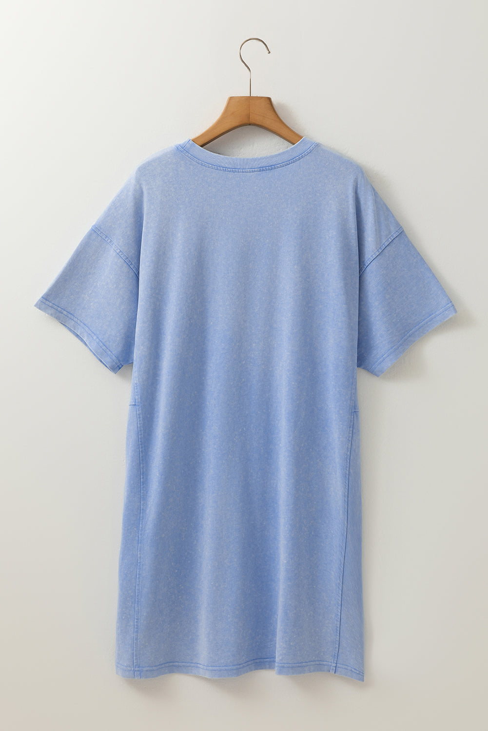 Sky Blue Mineral Wash Flower Patchwork Mini T Shirt Dress 71a1c9eef8f667ae