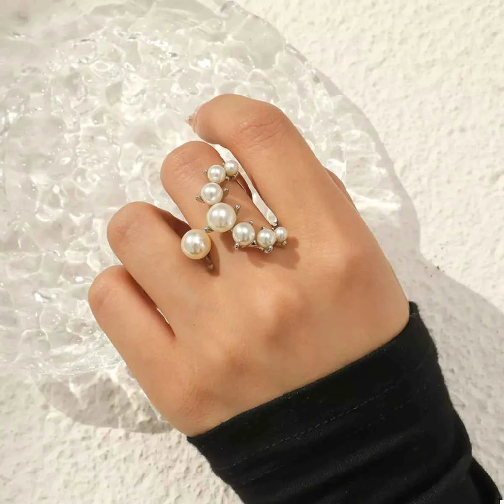 Alloy Pearl Open Ring Silver One Size 71a3476c-3947-4663-b58e-3b105523fad5-Max-Origin