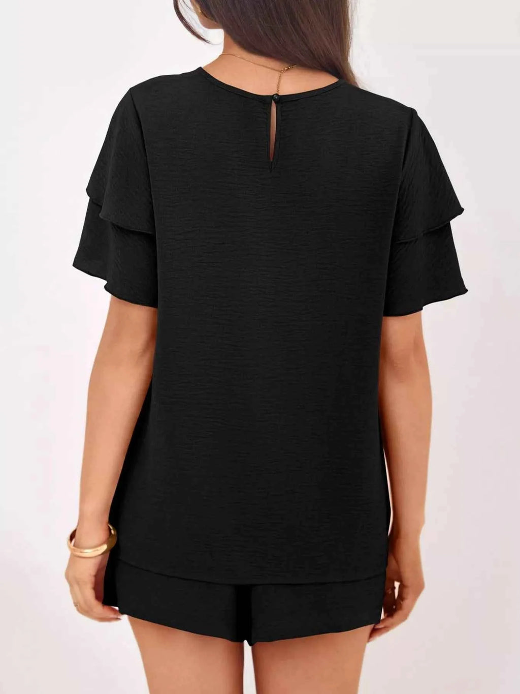 Ruffle Sleeve Top and Shorts Two-Piece Set 71b09173-f28b-41b8-8046-0b2b139a1b82-Max-Origin