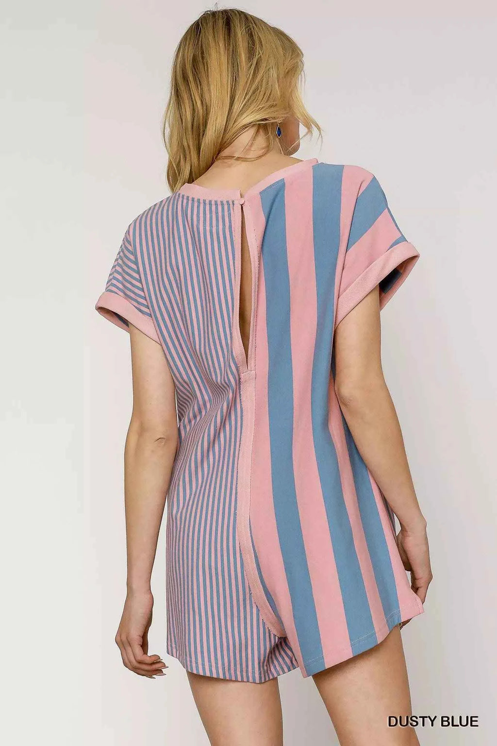 Umgee Mixed Striped Short Sleeve Romper 71bbb5f4-3bcb-48fd-a9f4-452365cf632b-Max-Origin