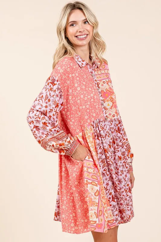 Mittoshop Floral Button Detail Long Sleeve Shirt Dress 71c1ab8f-a9ad-4f4c-a243-a3d175de675b-Max