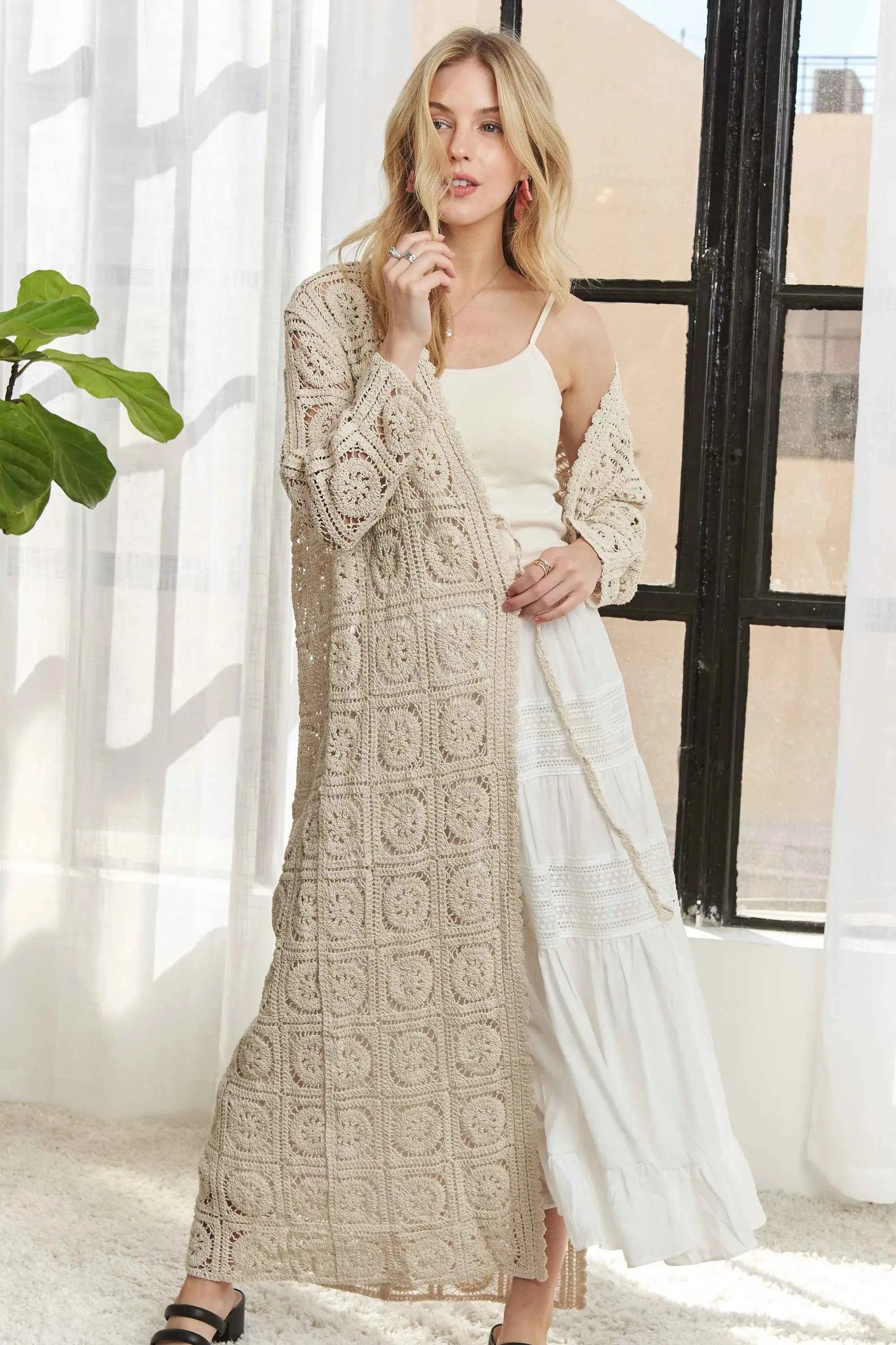 ADORA Long Sleeves Crochet Elastic Cardigan 71cb4f6de28e439887ea21474f4bee8e-Max-Origin