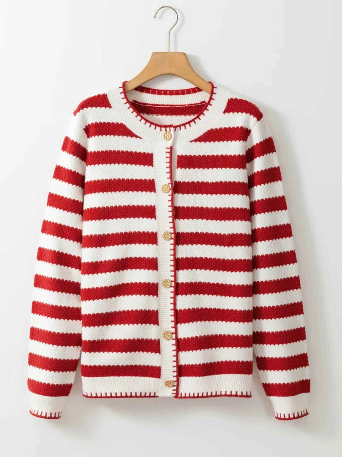 Button Down Striped Long Sleeve Cardigan 71cca4ba4f954267b3d3224176cd86fc-Max-Origin