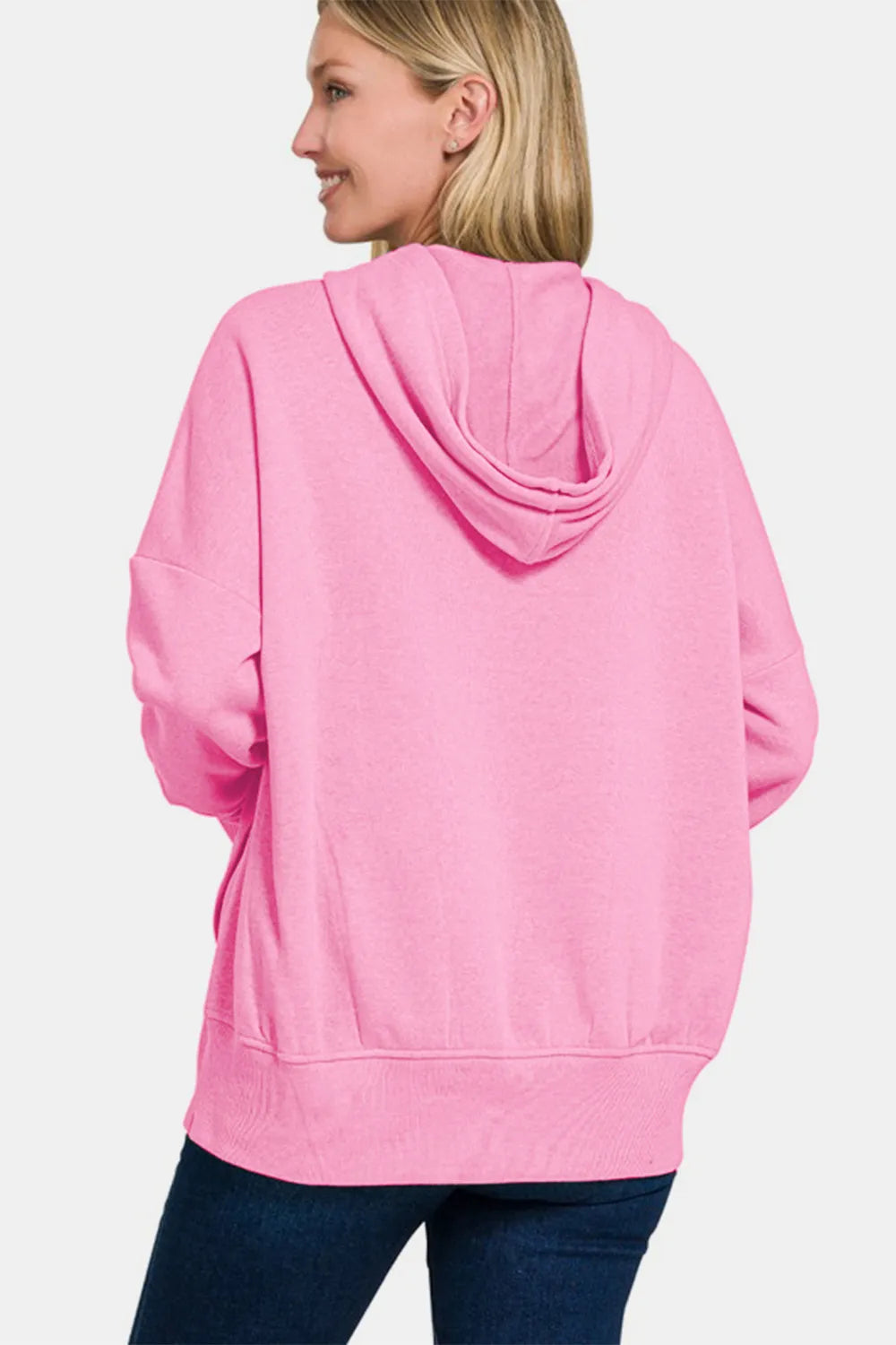 Zenana Half Snap Long Sleeve Hoodie with Kangaroo Pocket 71d09c6c-c412-49f9-a7d5-4ad3625d59ff-Max