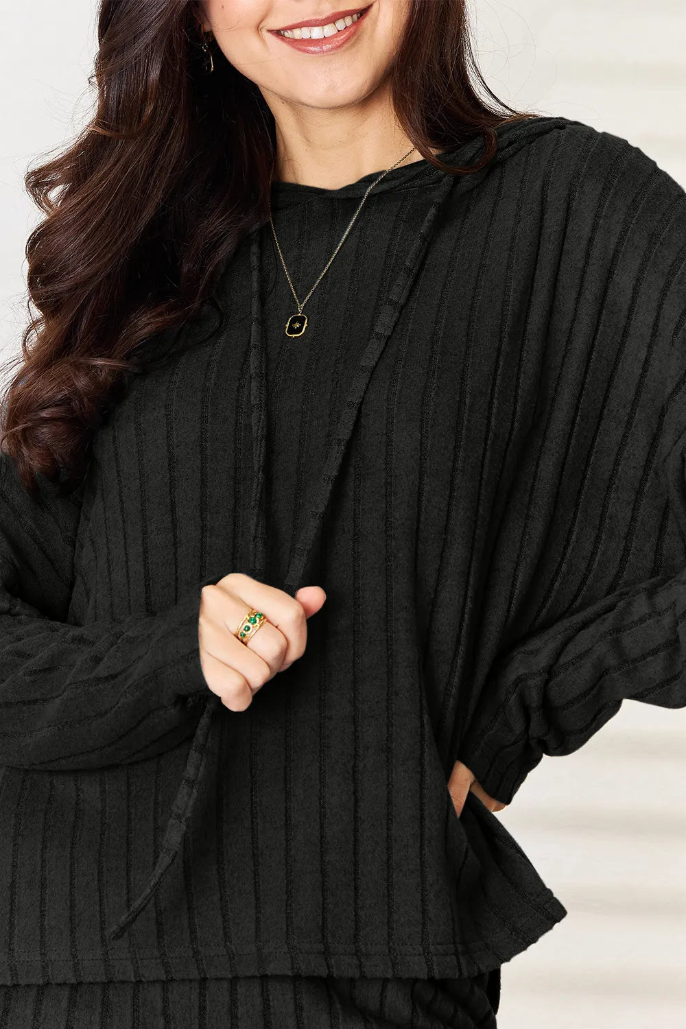 Basic Bae Full Size Ribbed Drawstring Hooded Top and Straight Pants Set 71d35b6a-2e84-4fa3-ade1-694b18baa99a-Max