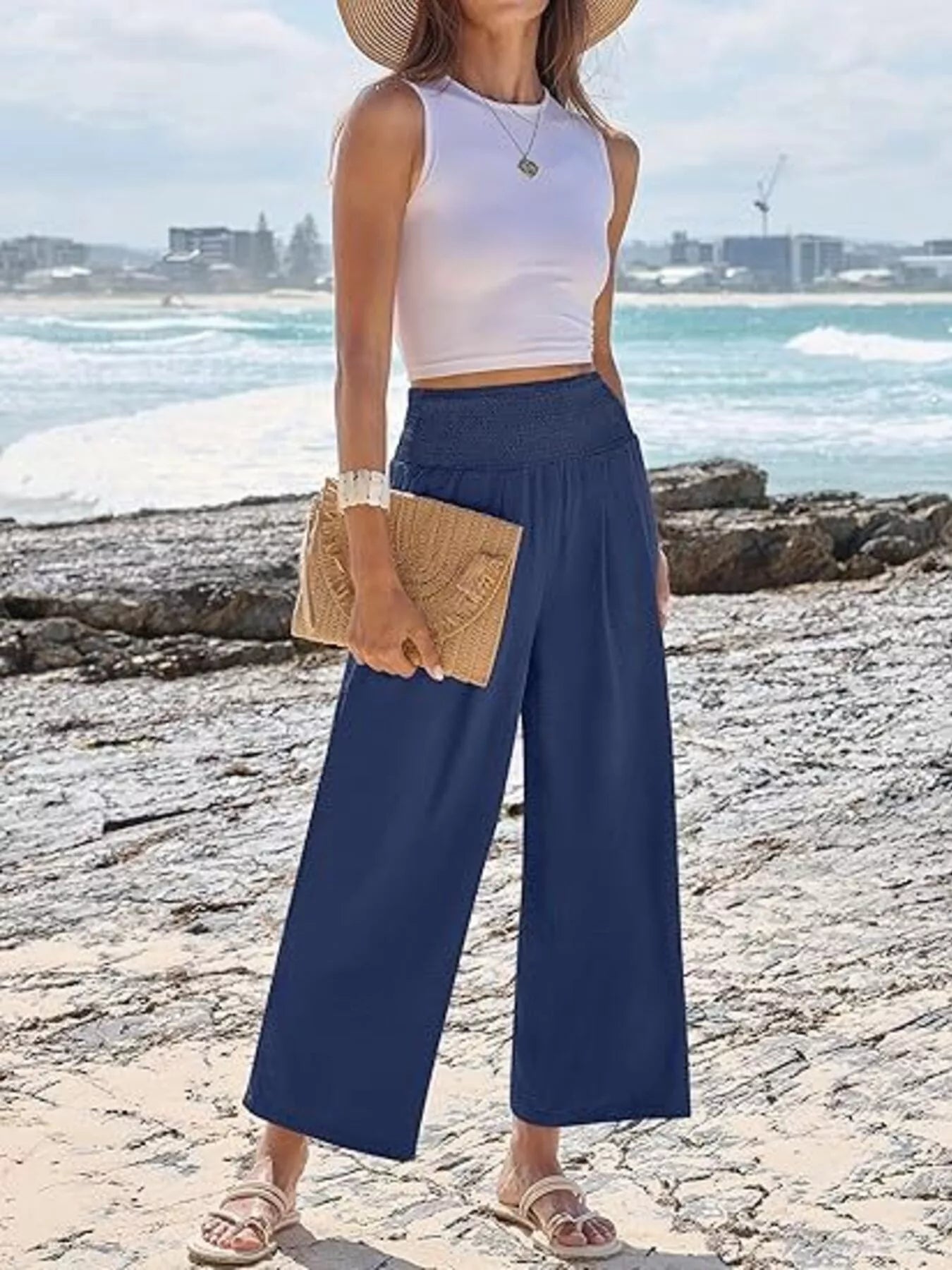 Wide Leg Smocked High Waist Pants 71e4027081334011bf6df72720a97edb-Max-Origin