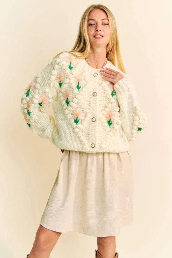 Davi & Dani Floral Pattern Button Down Cardigan 71e76f94-0652-43ec-8f8c-911001848c21-Max