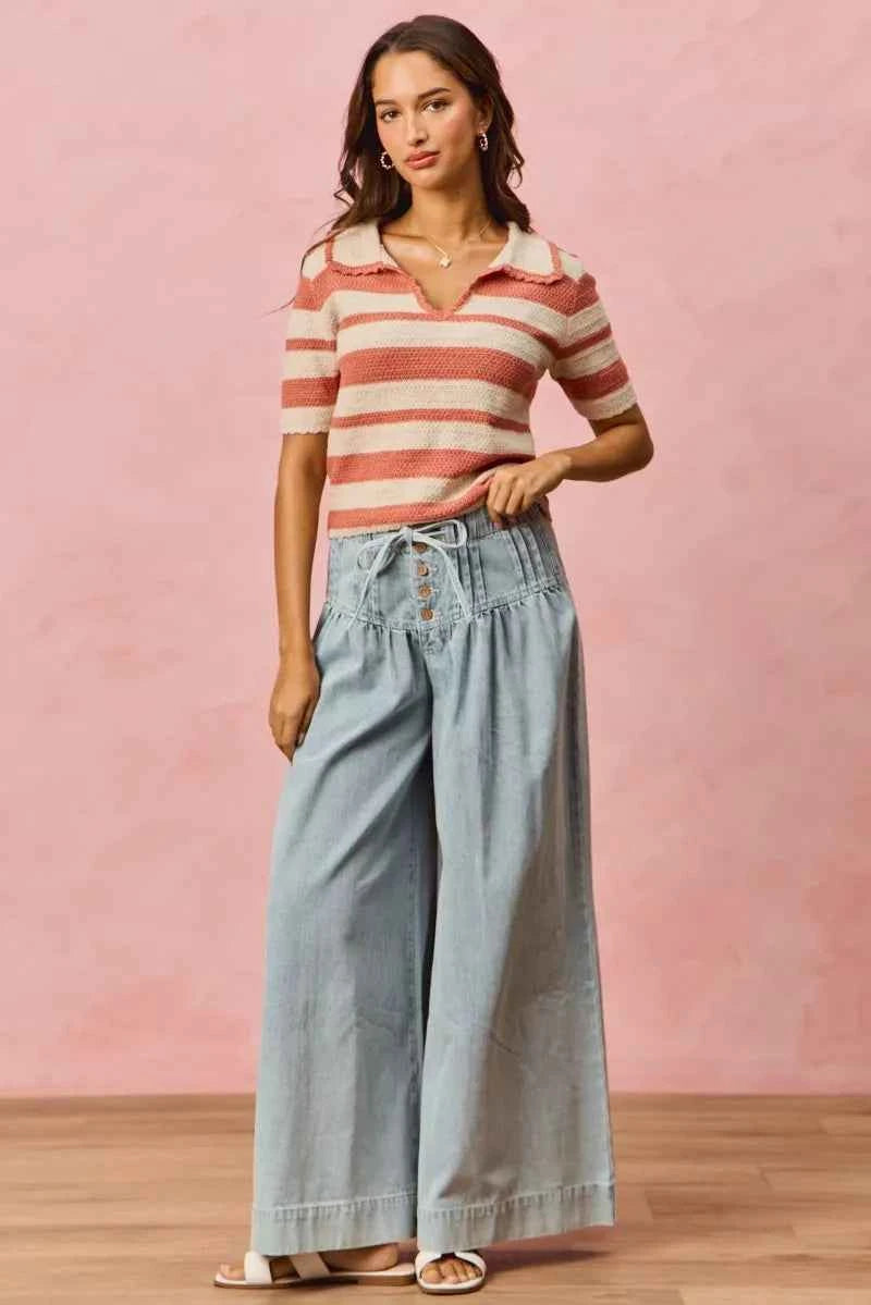 SO ME Stripe Short Sleeve Cropped Sweater 71eccef946fd448fa4bf553cf197aa7c-Max-Origin