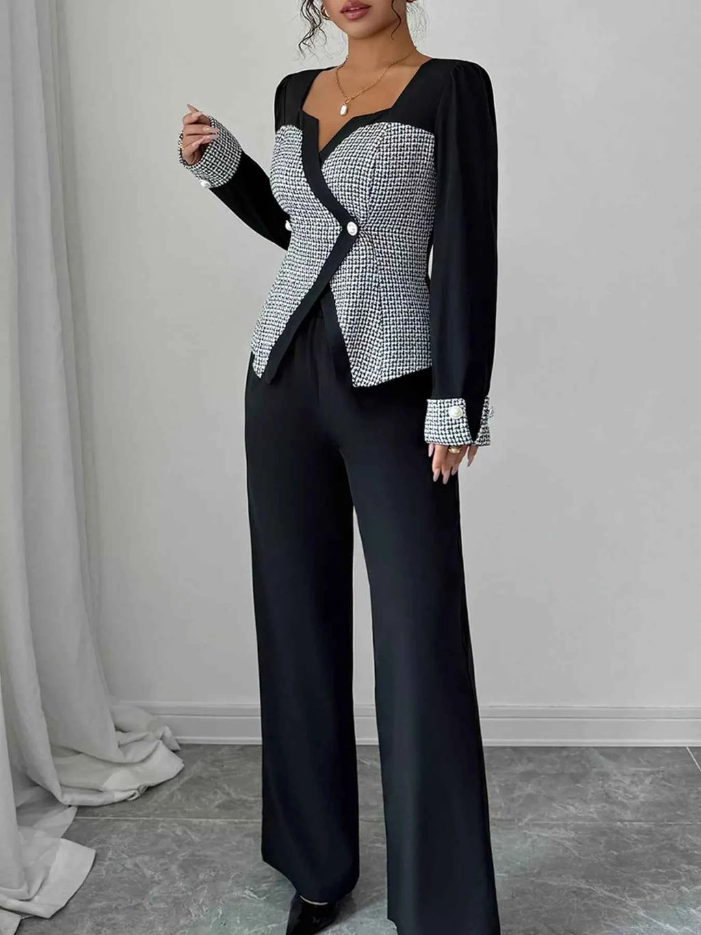 Long Sleeve Top and Wide Leg Pants Set Black 71f20817-7b3b-4ce6-af68-93df3351e2bc-Max-Origin