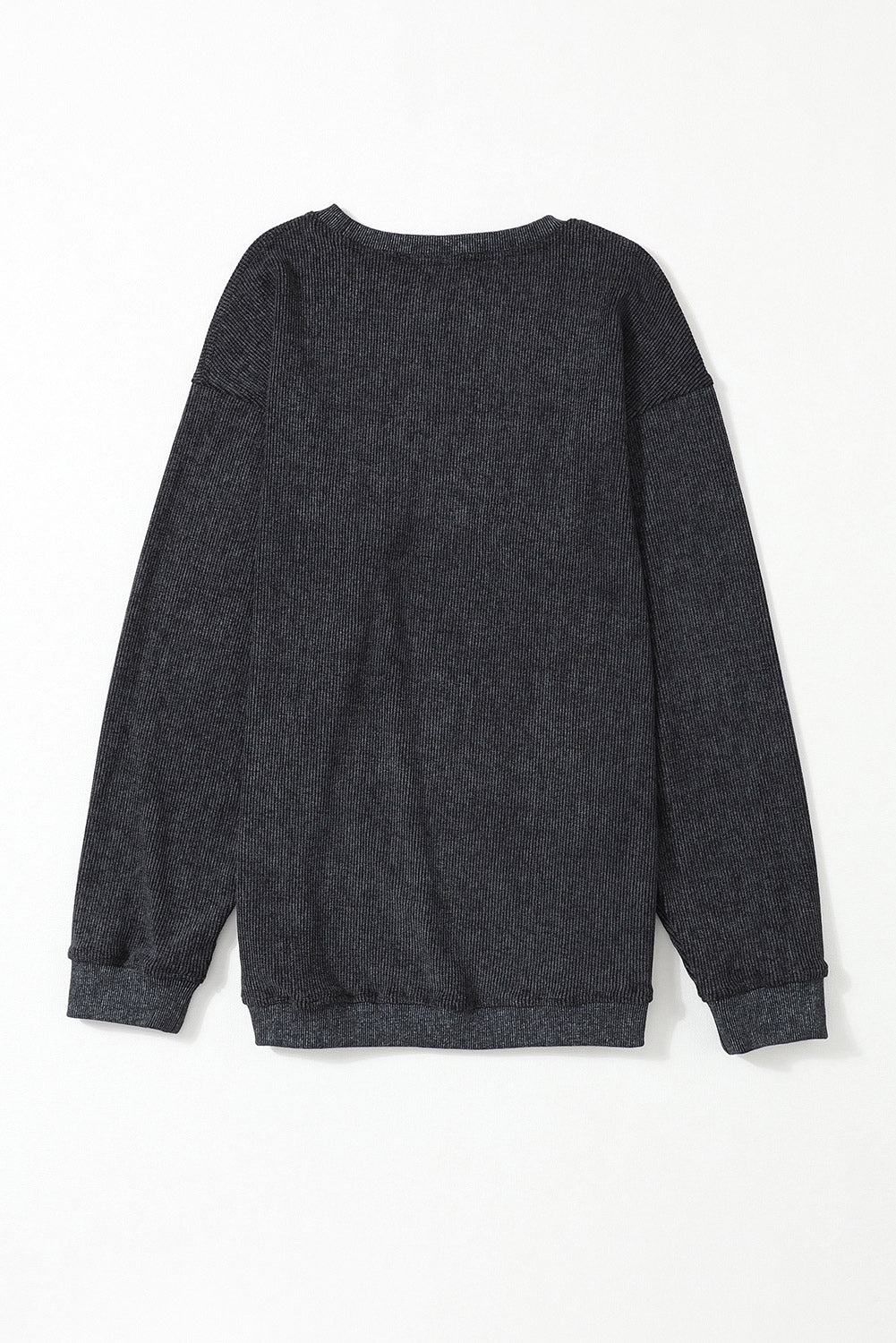 Green Ribbed Round Neck Drop Sleeve Pullover Sweatshirt 71f8aa4e807f6f2d