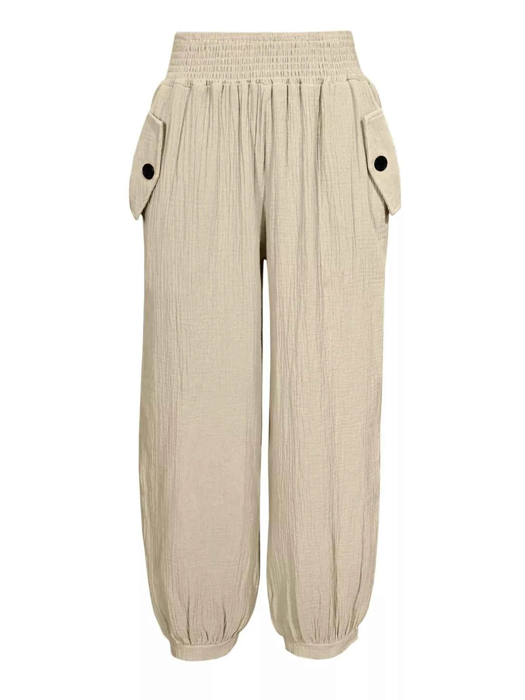 Smocked Textured Casual Pants 72079c86-13a8-4503-a12f-aba70573ad30-Max-Origin