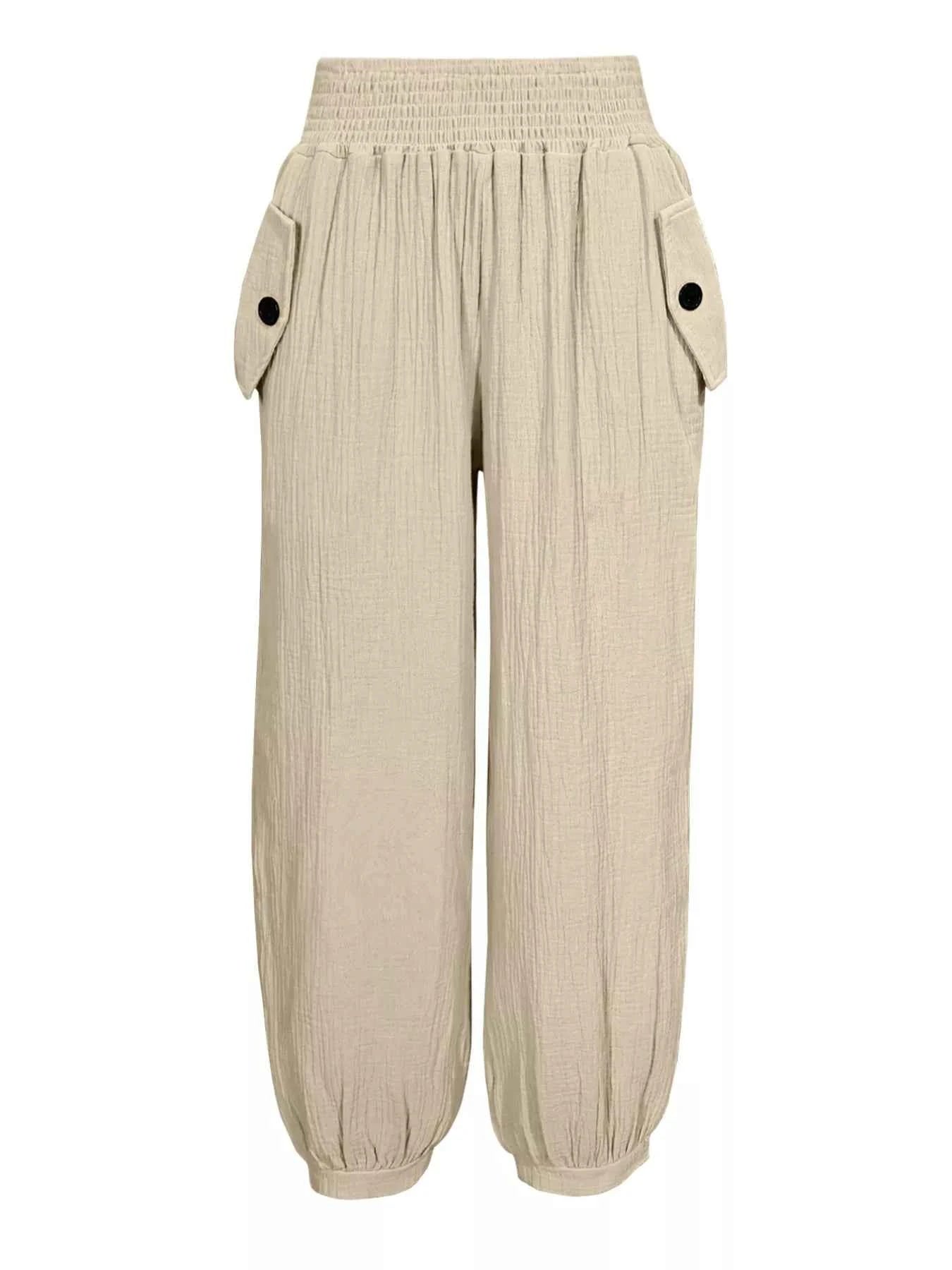 Smocked Textured Casual Pants 72079c86-13a8-4503-a12f-aba70573ad30-Max-Origin