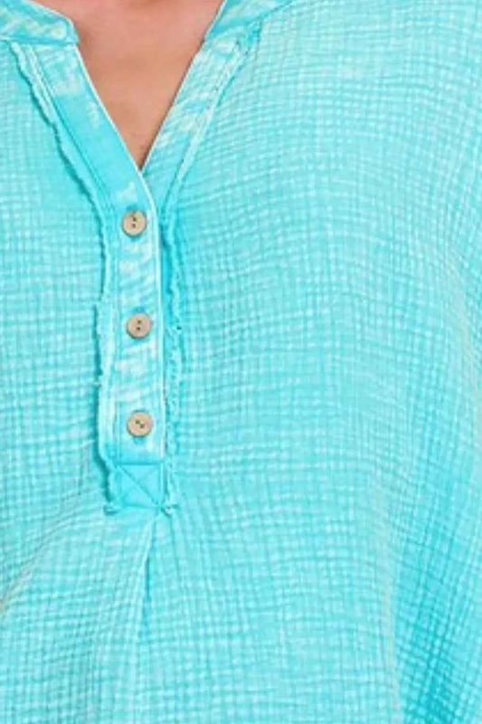 Washed Double Gauze 3/4 Button Henley Neck Shirt 720a5875-ccd4-4858-9d56-5162a6a84872-Max-Origin