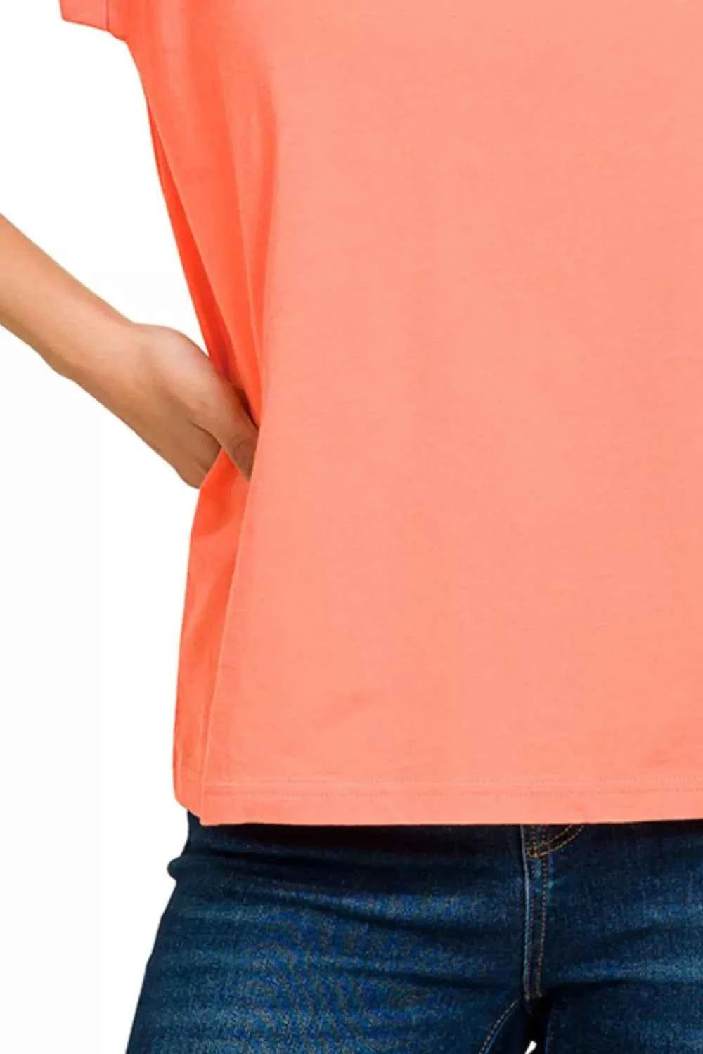 Zenana Round Neck Folded Short Sleeve T-Shirt 720e1535-58b8-43f4-ad3f-903b7402bedb-Max-Origin