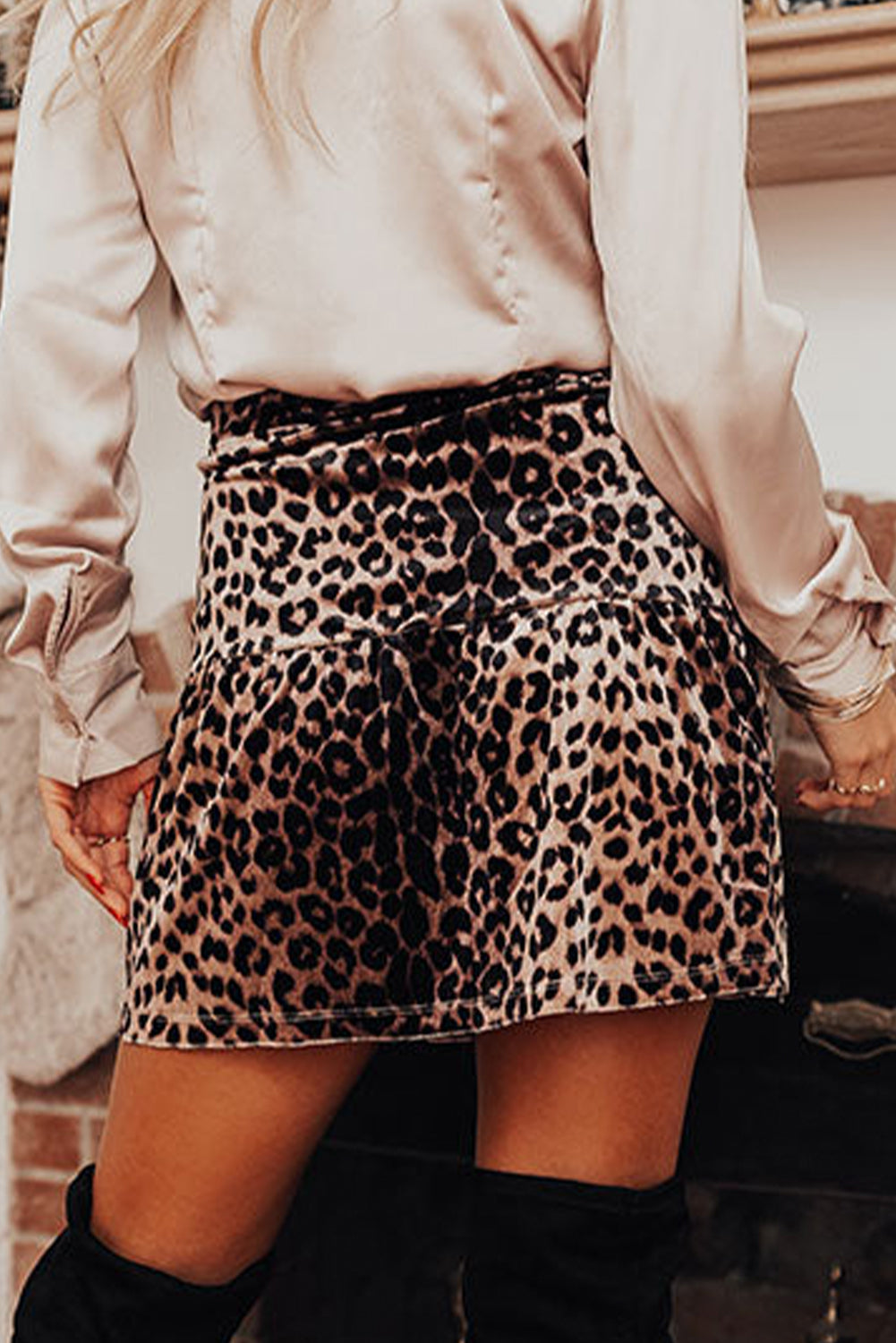Brown Leopard Tiered Patchwork Hot Mini Skirt 721a1fc5fa2c6d87