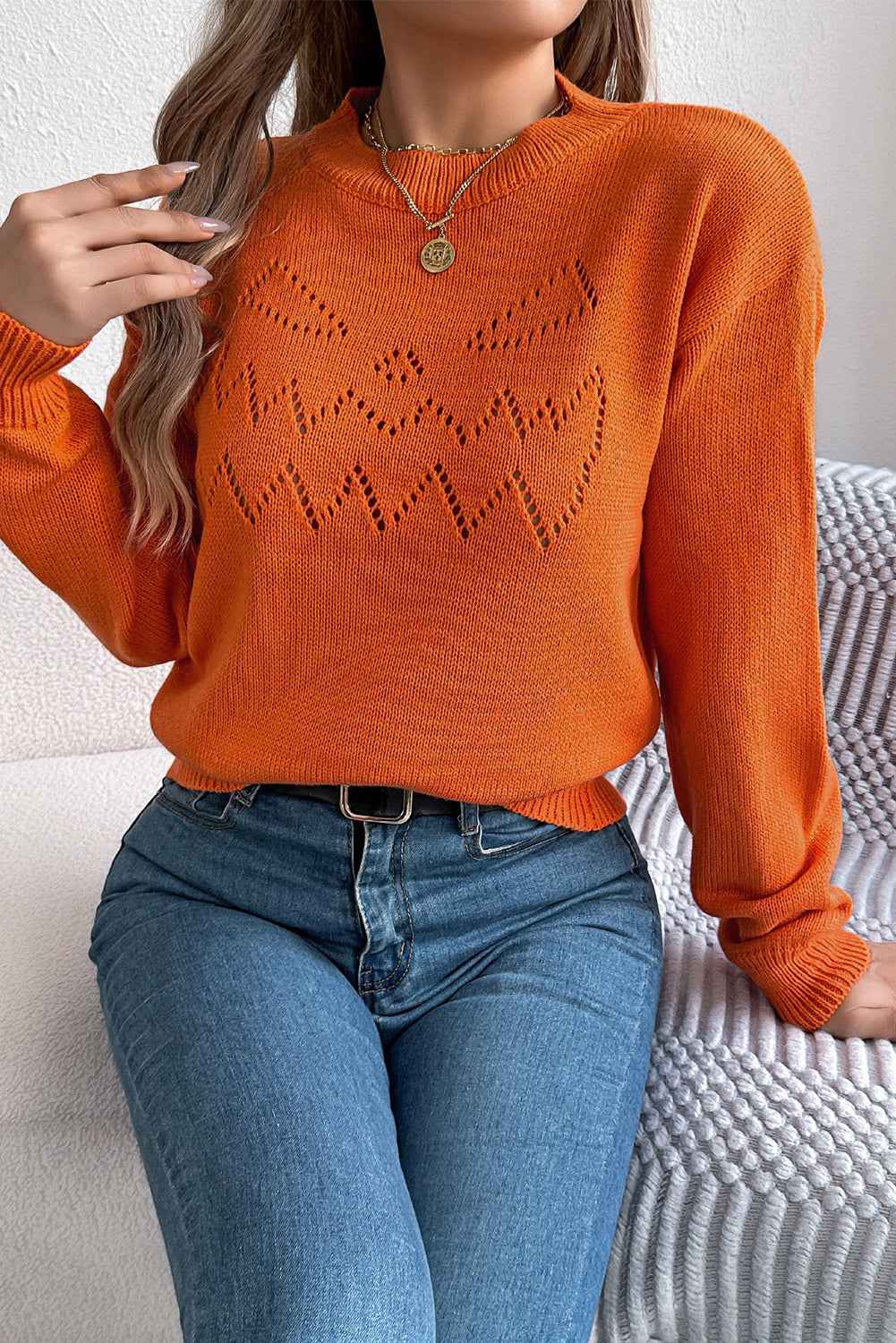 Flamingo Halloween Hollow Long Sleeve Pullover Sweater Flamingo 721aa32d6735fcce