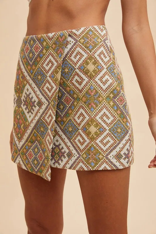 Annie Wear Ethic Woven Jacquard Wrap Mini Skirt 721f1dd26e1c480fb210e77576356eb1-Max-Origin