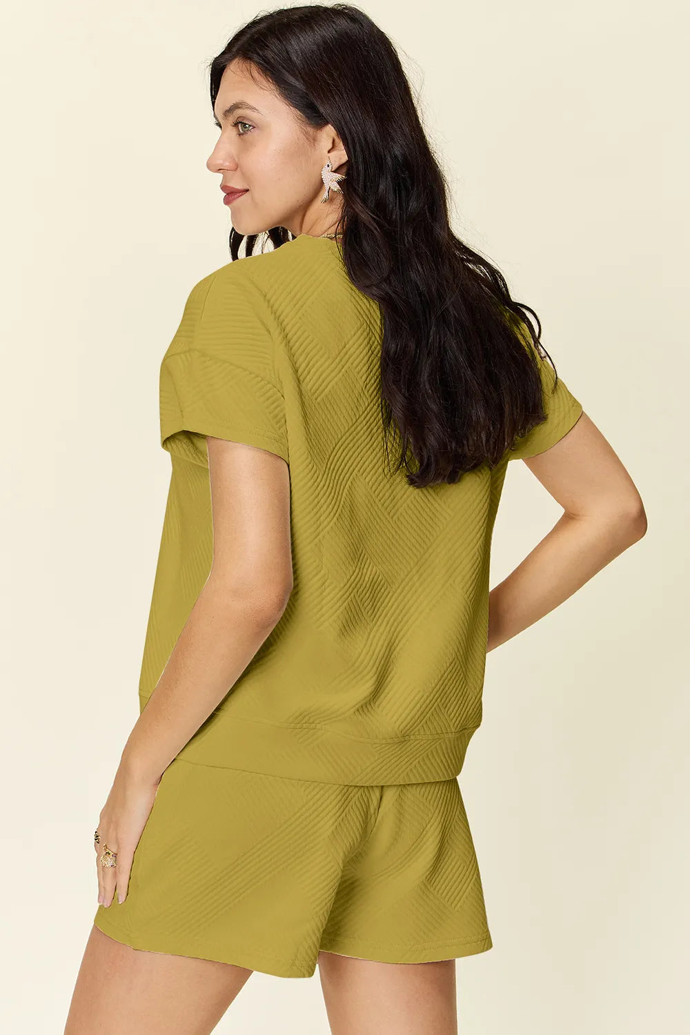 Double Take Full Size Texture Short Sleeve T-Shirt and Drawstring Shorts Set 721ff87a-cc8f-4ef0-8f61-d5410f1dc46b-Max