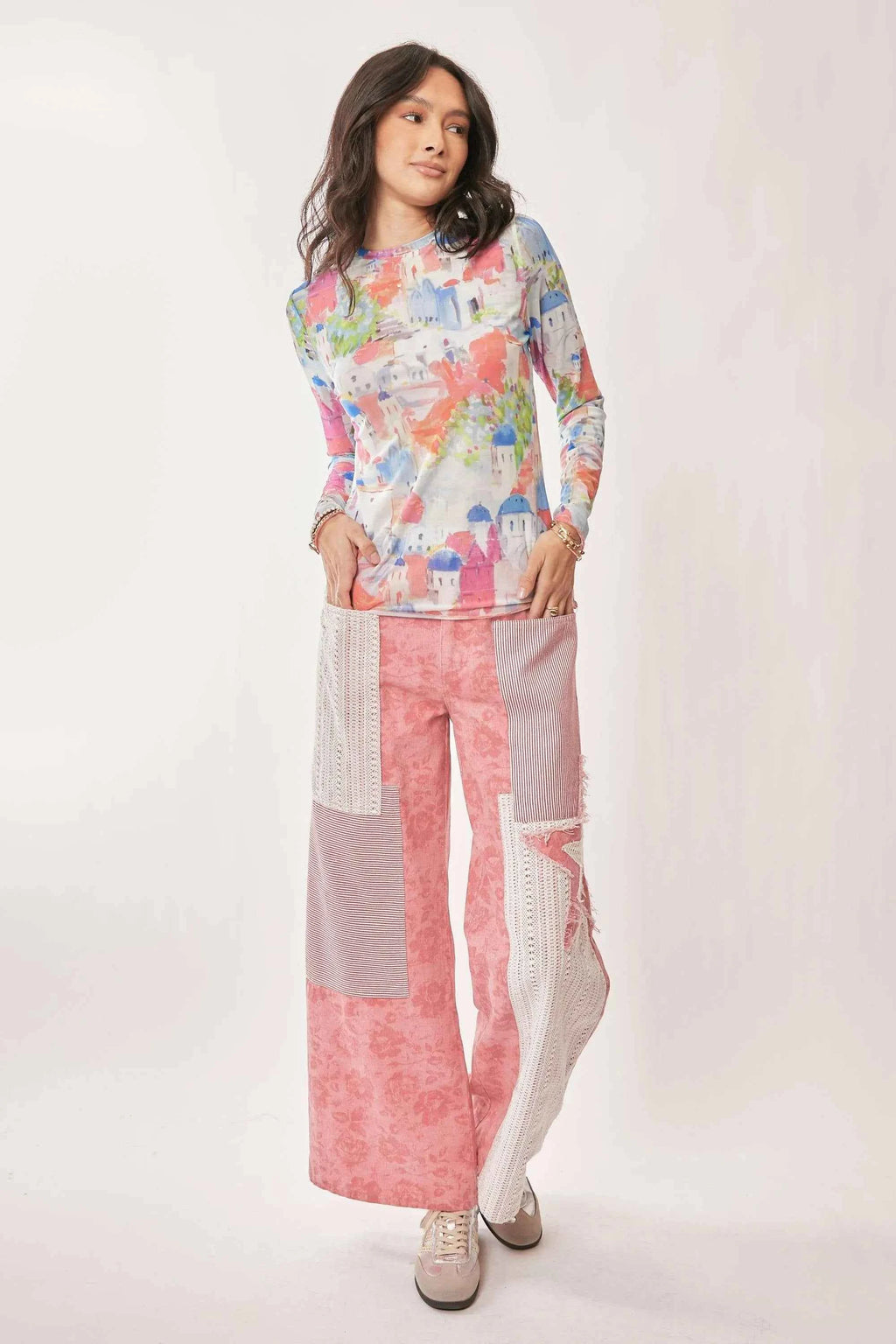 Davi & Dani Multi Printed Mesh Round Neck Long Sleeve Top 7220f30733a64c30ba9f02e744dc9248-Max-Origin